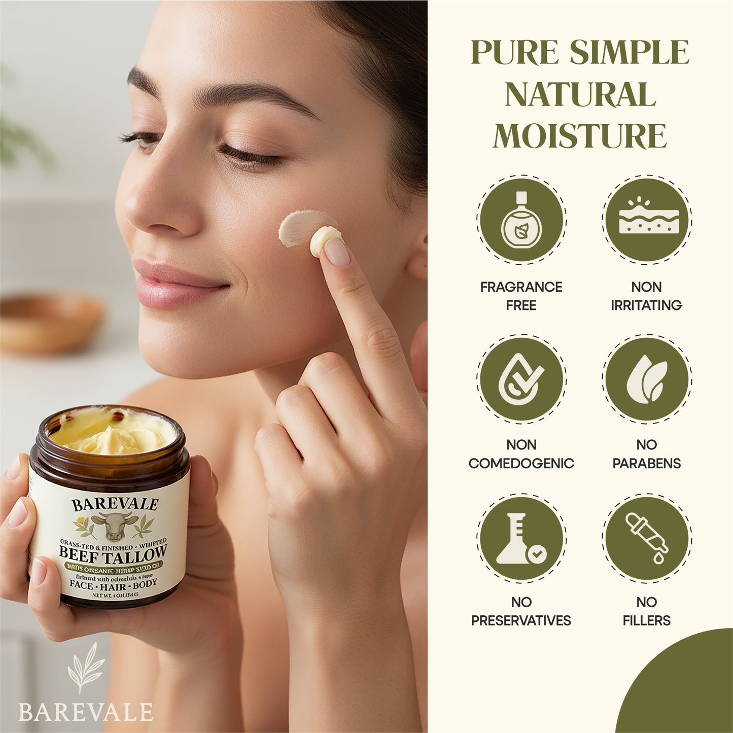 Grass-Fed & Finished Whipped Beef Tallow Balm – 4 oz