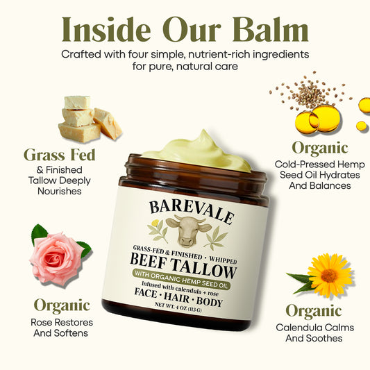 Grass-Fed & Finished Whipped Beef Tallow Balm – 4 oz