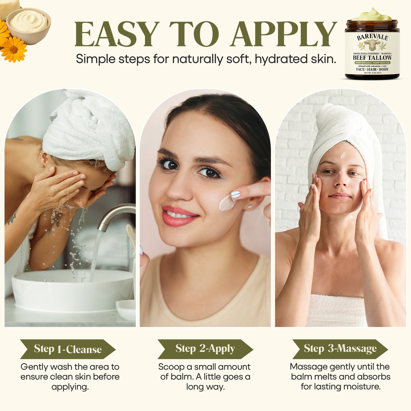 Grass-Fed & Finished Whipped Beef Tallow Balm – 4 oz